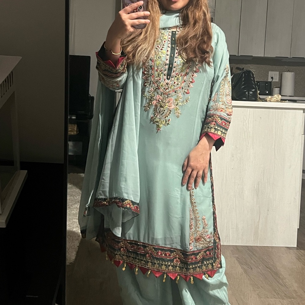 Embroidered Floral Kurta with Dupatta